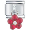 Dangle  Red   Flower  Rhinestone Italian Charm