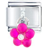 Pink Studded Flower Dangle Italian Charm