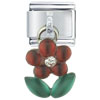 Dangle  Red   Flower  Italian Charm
