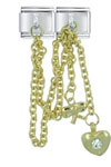 Heart And Bow On Chains Italian  Charm 