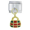 Checkered  Purse  Green Red  Italian   Charm 