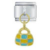 Checkered Purse Blue Yellow Italian Charm