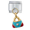 Rhinestone Purse Blue  Italian  Charm