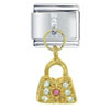 Rhinestone Purse  Gold   Italian   Charm 