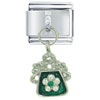Rhinetone Flower Purse Green Italian Charm