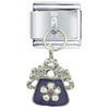 Silver Green Rhinestone Purse Italian Charm