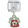 Silver Red Rhinestone Purse Italian Charm