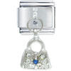 Dangle Blue  Rhinestone  Handbag Italian Charm
