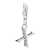 April Birthstone "X" Classic 925 Sterling Silver Clasp Charms