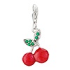 Red Cherry With May Birthstone 925 Sterling Silver Clasp Charms