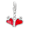 Red Double Hearts 925 Sterling Silver Clasp Charms