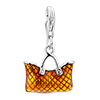 Yellow Bag With Pattern Dangle 925 Sterling Silver Clasp Charms