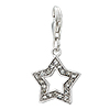 Star With April Birthstone 925 Sterling Silver Clasp Charms