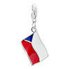 Czech Republic Flag Dangle 925 Sterling Silver Clasp Charms