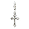 Fine Cross With April Birthstone 925 Sterling Silver Clasp Charms