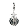 Gorgeous Ladybug With Black Crystal Dangle Sterling Silver Clasp Charms