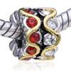 Round Shaped Golden Zigzag Two Tone Plated Crystal European Beads