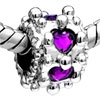 Cylindrical Shaped Purple Silver Plated Crystal European Beads