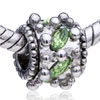 Cylindrical Shaped Green Silver Plated Crystal European Beads