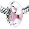  Pink  Flower Translucent Maroon  Murano   Glass  European Beads