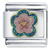 Blue Pink Flower Italian Charm