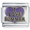 I Love Summer  Pink  Heart Italian Charm