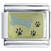 Dog Bone With Paws Italian Charm