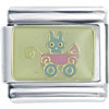 Baby Bunny In Pink Stroller Italian Charm