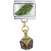 Ladybug And Leaf Italian Charm