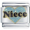 Glitter Turquoise Niece Heart Italian Charm