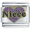 Glitter Purple Niece Heart Italian Charm