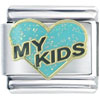 Glitter Turquoise My Kids Heart Italian Charm