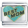 Best Mom Blue Heart Italian Charm