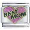 Best Mom Magenta Heart Italian Charm