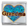 Glitter Blue Grandma Heart Italian Charm