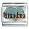 Glitter Turquoise Grandma Heart Italian Charm