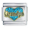 Grandpa Heart Blue Italian Charm