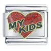 Glitter Red My Kids Heart Italian Charm