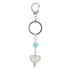 Murano Glass Heart White And Blue Keychain