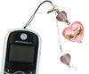 Pink Heart Murano Glass Cell Phone Strap