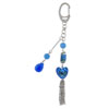 Murano Glass Blue Bead Double Strand Keychain