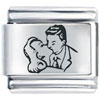 Man &amp; Woman Kiss Laser Italian Charm