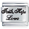  Faith   Hope  Love Cursive Laser Italian Charm