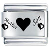 Mother Son Hearts Laser Italian Charm