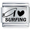 I Heart Surfing Laser Italian Charm