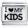 Laser I Heart My Kids Italian Charm