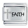 Laser Faith And Cross Italian Charm