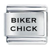 Motorcycle Biker Chick Laser Italian Charm