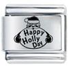 Happy Holly Day Santa Laser Italian Charm
