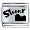 Heart Sister Letter Laser Italian Charm